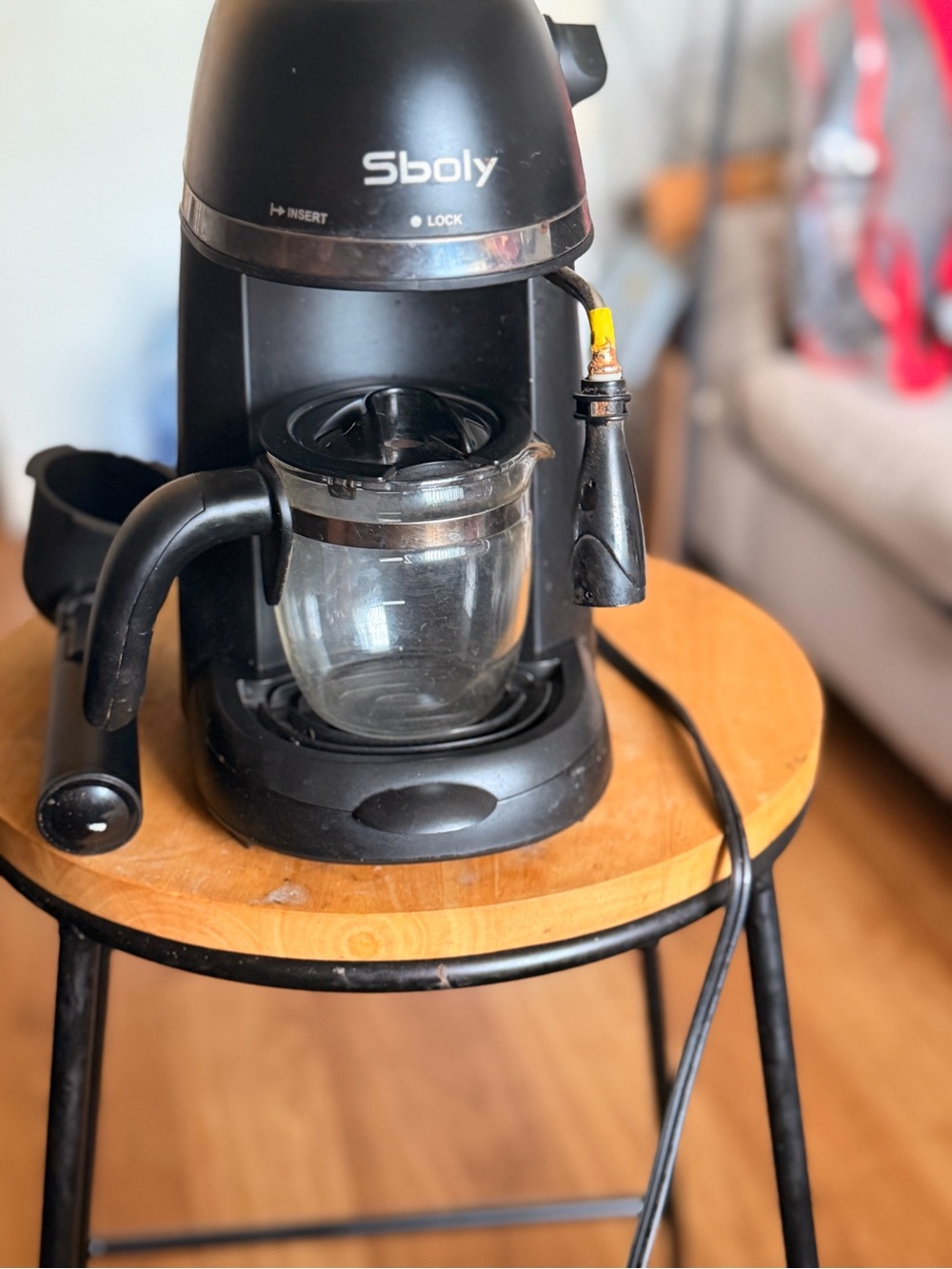 Black Espresso Machine with Glass Carafe